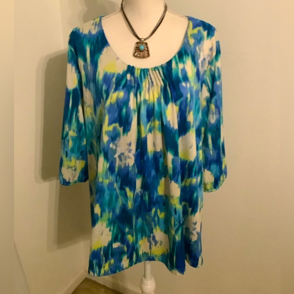 New Directions Blue and Yellow Women's Top - Picture 1 of 9